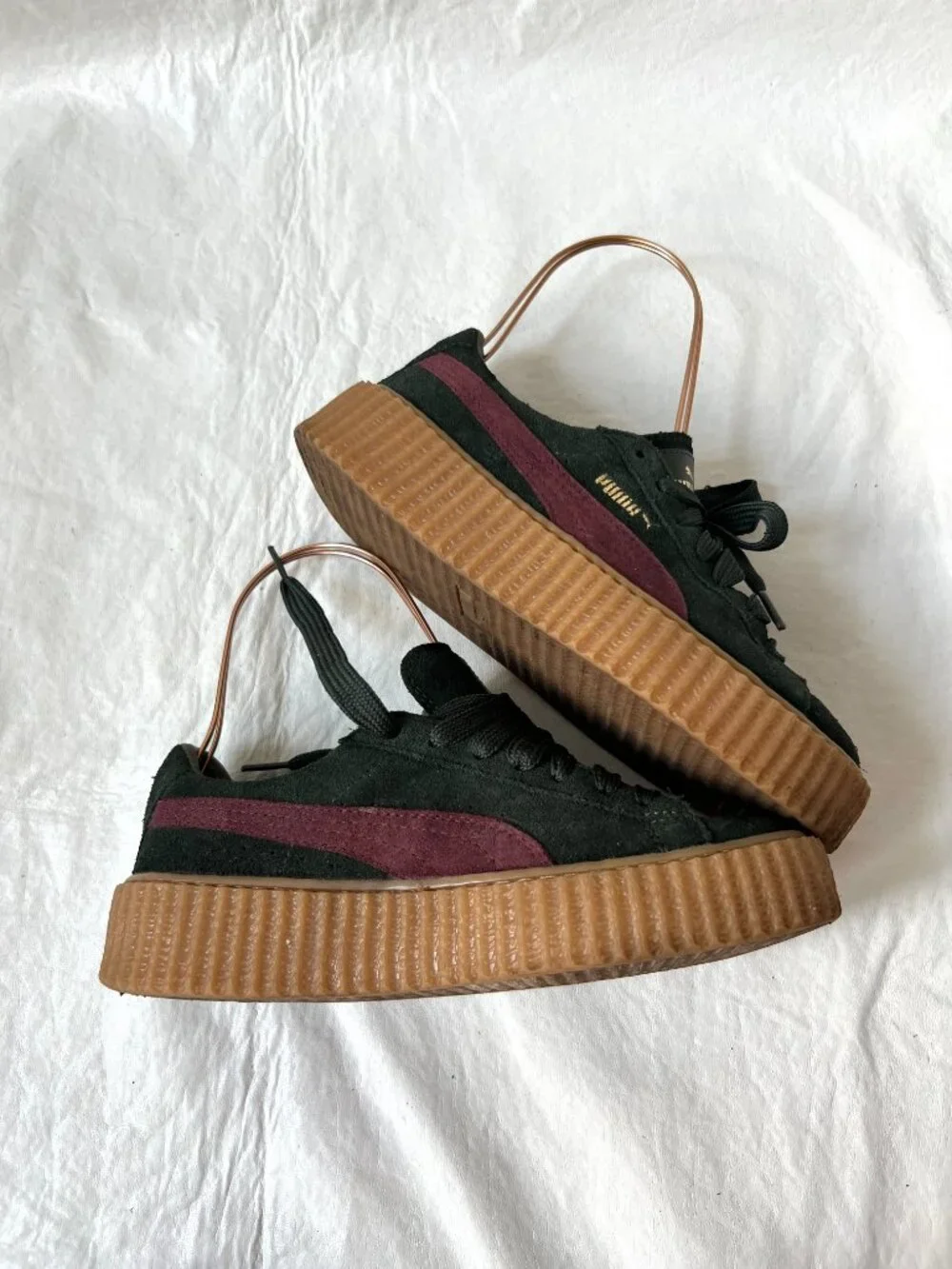 Puma x Fenty Rihanna suede creepers womens 8 dark green suede platform sneaker